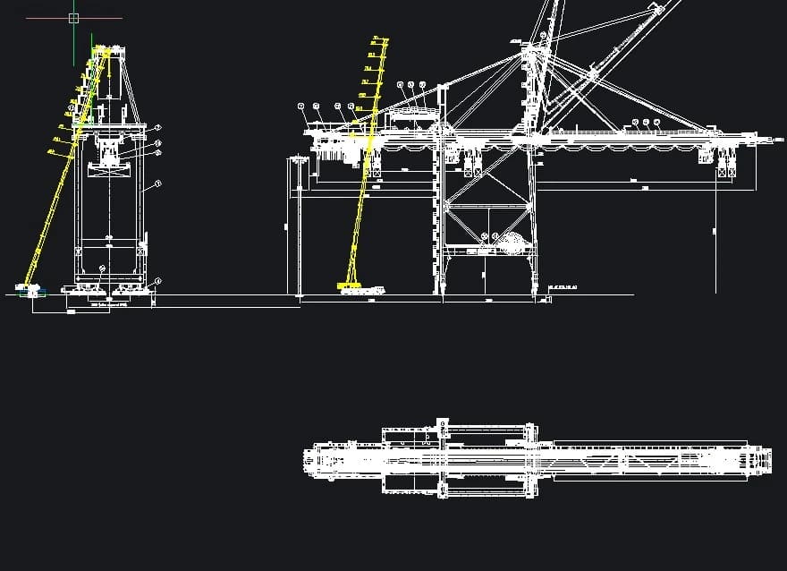A detailed CAD lifting plan provided for the Quay Crane Maintenance at Port of Tanjung Pelepas.